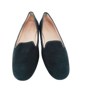 Pretty Ballerinas Black Suede Leather Slip-on Smoking Slippers Flats 41